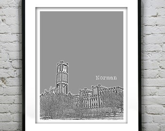 Norman Oklahoma City Skyline Poster Art Print Version 1