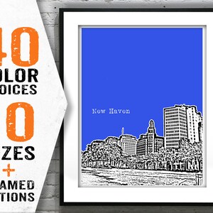 New Haven Connecticut Poster Print Art Skyline CT Item T1682