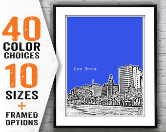 New Haven Connecticut Poster Print Art Skyline CT Item T1682