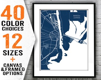 Mobile Alabama Blueprint Map Poster Art Print Item T4815
