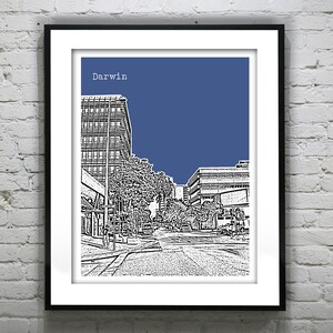 Darwin Australia Skyline Poster Print Art Version 1