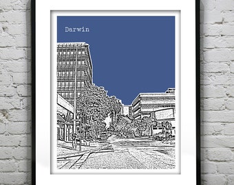 Darwin Australia Skyline Poster Print Art Version 1