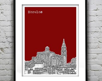 Cuernavaca Morelos Mexico SkylinePoster Art Print Cuernavaca Cathedral