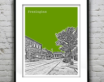 Framingham Massachusetts Skyline Poster Art Print MA