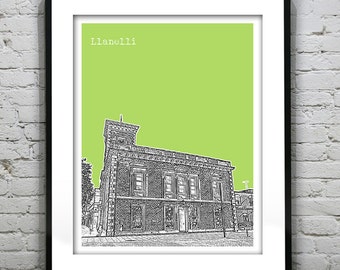 LLanelli Wales Poster Art Print Uk Wales United Kingdom