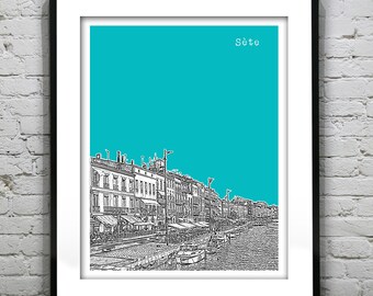 Sete France Skyline Poster Art Print