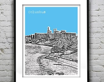 Columbus Georgia Skyline Poster Art Print Muscogee County GA Item T4193