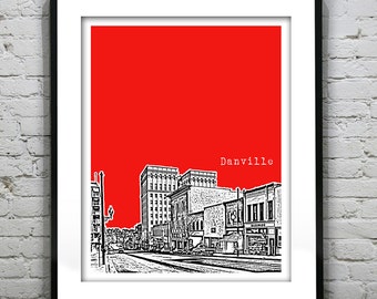 Danville Virginia Poster Art Print City Skyline VA