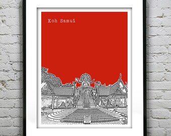 Koh Samui Thailand Skyline Poster Print Art Big Buddha Version 1
