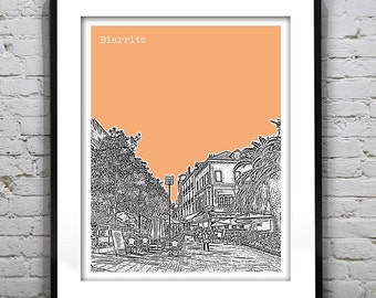 Biarritz France Poster City Skyline Art Print Version 2