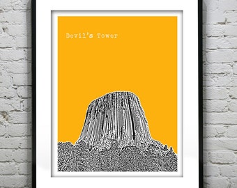 Devil's Tower Wyoming Skyline Poster Print Art Version 1
