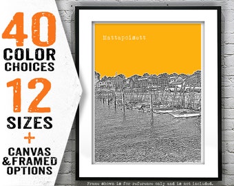Mattapoisett Massachusetts Skyline Poster Art Print Shipyard Park MA Item T4659
