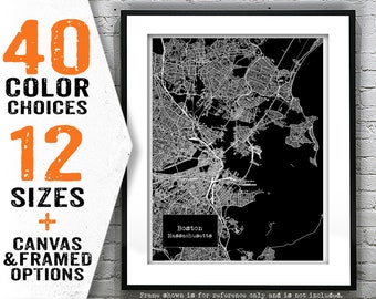 Boston Massachusetts Blueprint Map Poster Art Print Item T5253