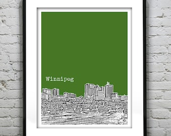 Winnipeg Manitoba Poster Print City Skyline Canada Art Print Item T2563