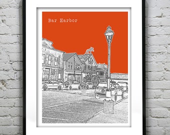 Bar Harbor Maine Skyline Poster Art Print Item T5292