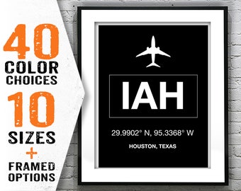 IAH George Bush Houston Airport Aviation Poster Art Print Texas Item T1988