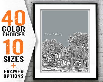 Stroudsburg Pennsylvania Poster Print Art PA Skyline Item S5069