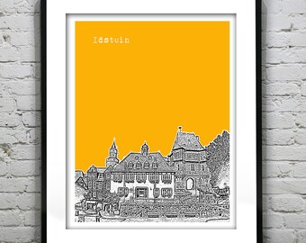 Idstein Germany City Skyline Poster Print Art