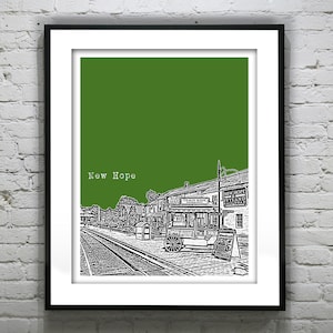 New Hope Pennsylvania Poster Art Skyline Print PA image 1