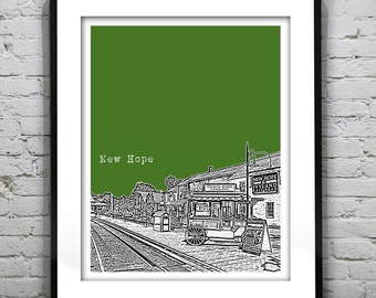 New Hope Pennsylvania Poster Art Skyline Print PA