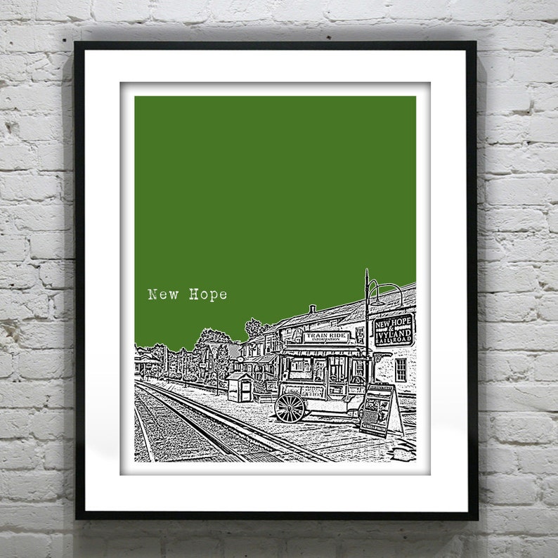 New Hope Pennsylvania Poster Art Skyline Print PA image 1