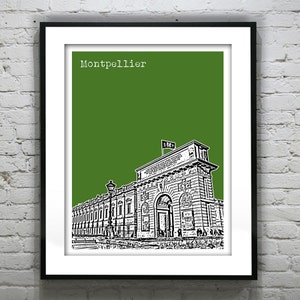 Montpellier France City Skyline Poster Print Art