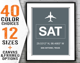 SAT San Antonio International Airport Aviation Poster Art Print Texas Item T2264