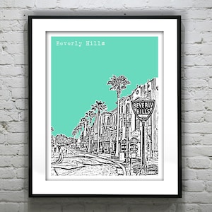 Beverly Hills California Skyline Art Print Poster CA Sign Item T2284