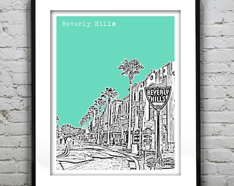 Beverly Hills California Skyline Art Print Poster CA Sign Item T2284