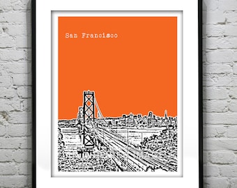 San Francisco Poster Art Skyline Print Bay Bridge Item T1184