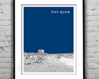 Fort Myers Skyline Poster Art Print Florida FL Item T2478