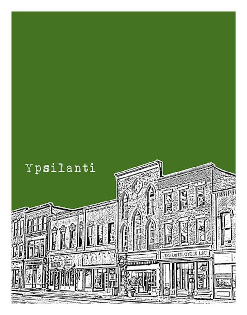 Ypsilanti Michigan Skyline Poster City Art Print MI Version 2 Etsy