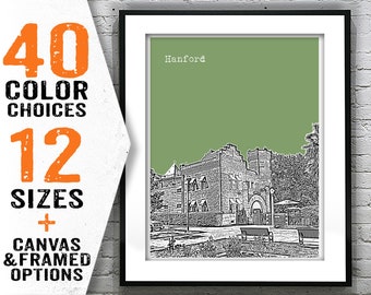 Hanford Poster  Skyline Art Print California Item T2875