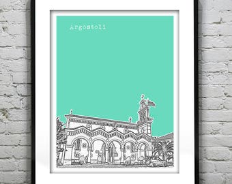 Argostoli Kefalonia Poster Art Print Skyline Item T1119