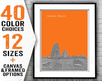 Cannon Beach The Needles Oregon Poster Art City Skyline Print Item T4015