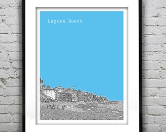 Laguna Beach California Poster Art Skyline Print CA