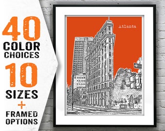 Atlanta Flatiron Building Poster Georgia Skyline Art Print GA Item T1380