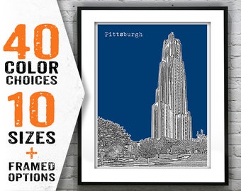 Pittsburgh Cathedral of Learning Skyline Poster Art Print Pennsylvania PA Item T1584