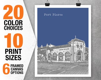 Fort Pierce Skyline Poster Art Print Florida FL Item T5445