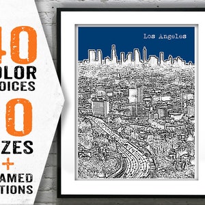 Los Angeles Poster LA Skyline Art Print California Item T1176