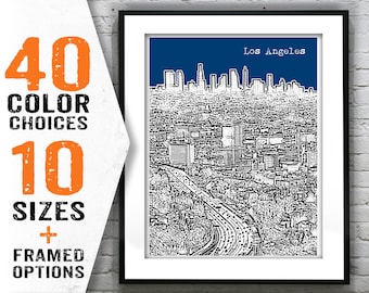 Los Angeles Poster LA Skyline Art Print California Item T1176