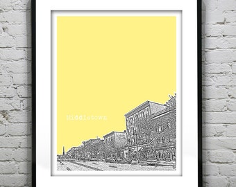 Middletown Connecticut Poster Print Art Skyline CT Item T4287