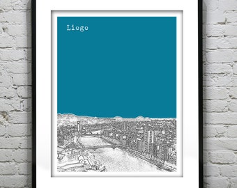 Liege Skyline Poster Art Print Belgium