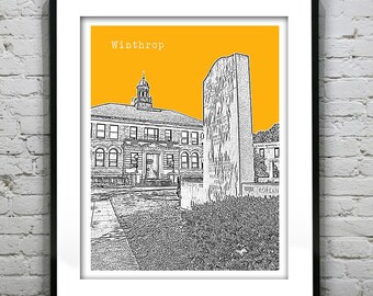 Winthrop Massachusetts Skyline Poster Art Print MA Version 2