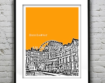 Manchester England Poster  Art Print UK United Kingdom Item T2445
