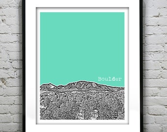 Boulder CO Skyline Colorado Poster Art Print Version 3 Mountains Item T2361