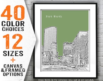 Fort Worth Texas Skyline Poster Art Print Item T4106