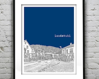 Landstuhl Germany Poster Art Skyline Print Europe Item T4318