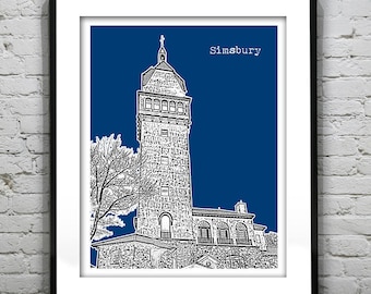 Simsbury Poster Print Art Skyline Connecticut CT Item T1271