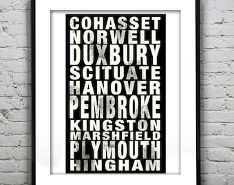 South Shore Subway Poster Massachusetts Art Print MA Version 9